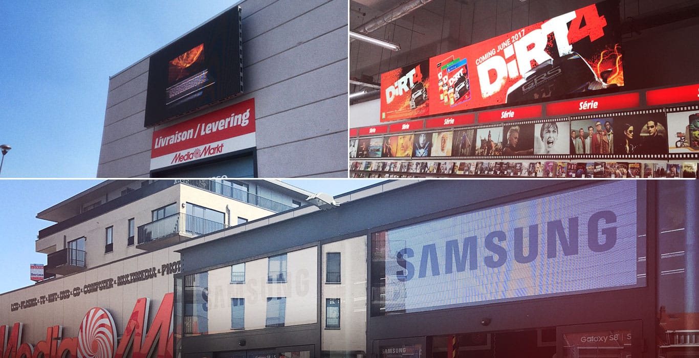 a group of signs on a building