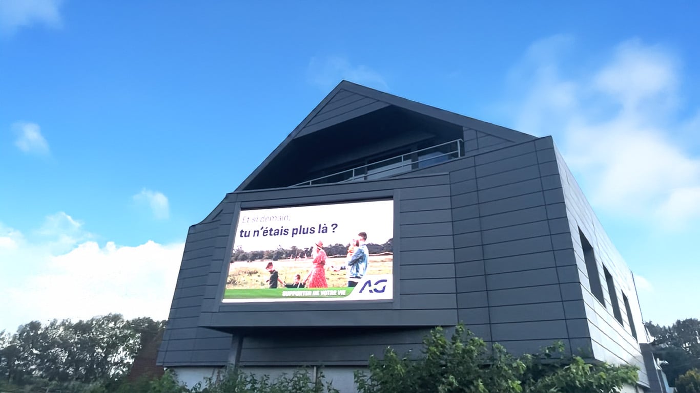 a large screen on a building