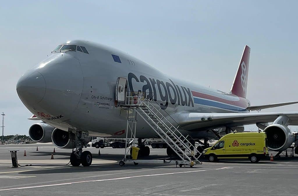 écran LED Cargolux – aéroport de Luxembourg